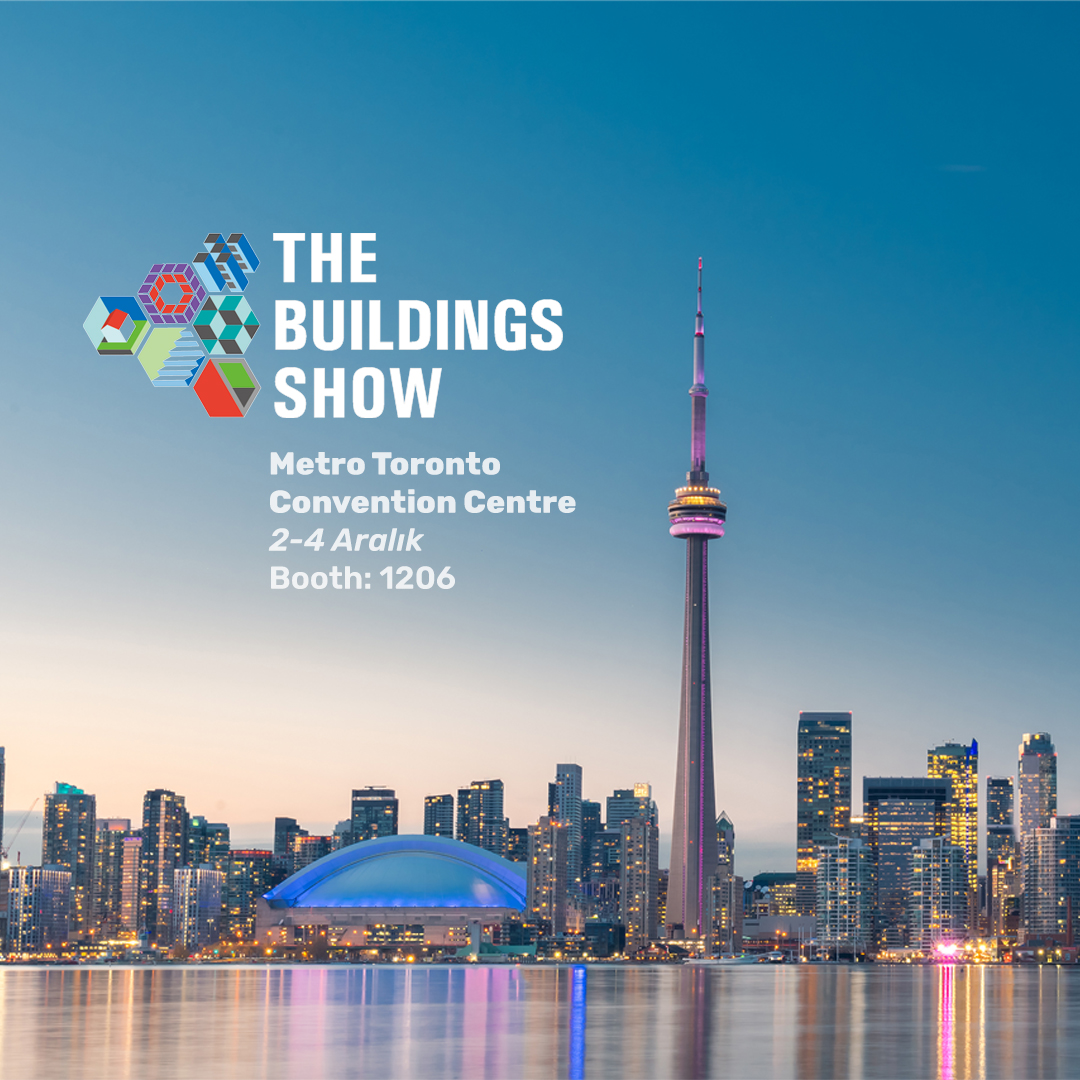 Toronto şehir manzarası ile hazırlanmış Toronto Buildings Show katılımcı afişi.